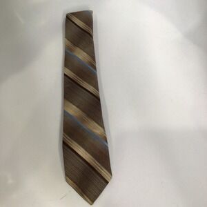 Sears fashion collection men's vintage tie one size brown tan blue striped retro